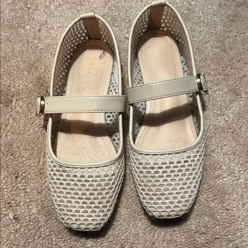 Madden Girl Cream Mesh Flats